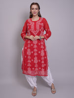 Load image into Gallery viewer, Seva Chikan Hand Embroidered Georgette Lucknowi Chikankari Kurta With Slip