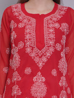 Load image into Gallery viewer, Seva Chikan Hand Embroidered Georgette Lucknowi Chikankari Kurta With Slip