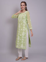 Load image into Gallery viewer, Seva Chikan Hand Embroidered Georgette Lucknowi Chikankari Kurta With Slip