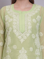 Load image into Gallery viewer, Seva Chikan Hand Embroidered Georgette Lucknowi Chikankari Kurta With Slip