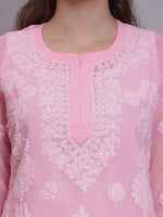 Load image into Gallery viewer, Seva Chikan Hand Embroidered Georgette Lucknowi Chikankari Kurta With Slip