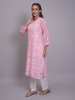 Load image into Gallery viewer, Seva Chikan Hand Embroidered Georgette Lucknowi Chikankari Kurta With Slip