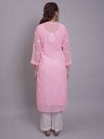 Load image into Gallery viewer, Seva Chikan Hand Embroidered Georgette Lucknowi Chikankari Kurta With Slip