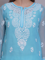 Load image into Gallery viewer, Seva Chikan Hand Embroidered Georgette Lucknowi Chikankari Kurta With Slip