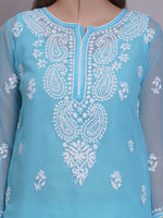Load image into Gallery viewer, Seva Chikan Hand Embroidered Georgette Lucknowi Chikankari Kurta With Slip