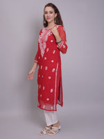 Load image into Gallery viewer, Seva Chikan Hand Embroidered Georgette Lucknowi Chikankari Kurta With Slip