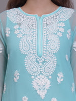 Load image into Gallery viewer, Seva Chikan Hand Embroidered Georgette Lucknowi Chikankari Kurta With Slip