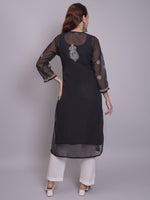 Load image into Gallery viewer, Seva Chikan Hand Embroidered Georgette Lucknowi Chikankari Kurta With Slip