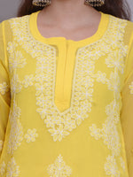 Load image into Gallery viewer, Seva Chikan Hand Embroidered Georgette Lucknowi Chikankari Kurta With Slip