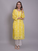 Load image into Gallery viewer, Seva Chikan Hand Embroidered Georgette Lucknowi Chikankari Kurta With Slip
