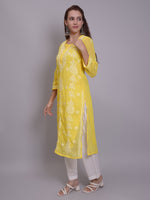 Load image into Gallery viewer, Seva Chikan Hand Embroidered Georgette Lucknowi Chikankari Kurta With Slip