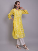 Load image into Gallery viewer, Seva Chikan Hand Embroidered Georgette Lucknowi Chikankari Kurta With Slip