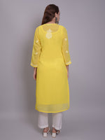 Load image into Gallery viewer, Seva Chikan Hand Embroidered Georgette Lucknowi Chikankari Kurta With Slip