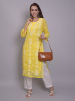 Load image into Gallery viewer, Seva Chikan Hand Embroidered Georgette Lucknowi Chikankari Kurta With Slip