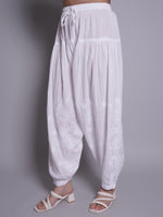 Load image into Gallery viewer, Seva Chikan Hand Embroidered White Cotton Lucknawi Chikankari Pant-SCL11036