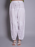 Load image into Gallery viewer, Seva Chikan Hand Embroidered White Cotton Lucknawi Chikankari Palazzo-SCL11036