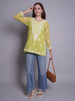 Load image into Gallery viewer, Seva Chikan Hand Embroidered Georgette Lucknowi Chikankari Top