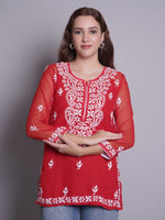 Load image into Gallery viewer, Seva Chikan Hand Embroidered Georgette Lucknowi Chikankari Top