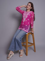 Load image into Gallery viewer, Seva Chikan Hand Embroidered Rayon Lucknowi Chikankari Top
