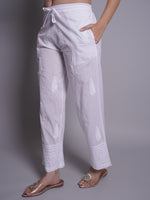 Load image into Gallery viewer, Seva Chikan Hand Embroidered White Cotton Lucknawi Chikankari Pant-SCL11035