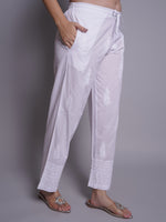 Load image into Gallery viewer, Seva Chikan Hand Embroidered White Cotton Lucknawi Chikankari Pant-SCL11035