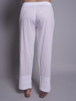 Load image into Gallery viewer, Seva Chikan Hand Embroidered White Cotton Lucknawi Chikankari Pant-SCL11035