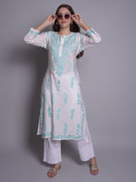 Load image into Gallery viewer, Seva Chikan Hand Embroidered White Cotton Lucknawi Chikankari Pant-SCL11035