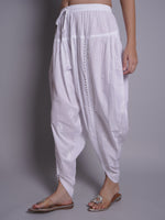 Load image into Gallery viewer, Seva Chikan Hand Embroidered White Cotton Lucknawi Chikankari Pant-SCL11037