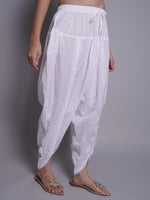 Load image into Gallery viewer, Seva Chikan Hand Embroidered White Cotton Lucknawi Chikankari Pant-SCL11037