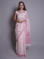 Load image into Gallery viewer, Seva Chikan Hand Embroidered Pink Kota Lucknowi Chikankari Saree- SCL6074