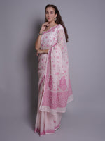 Load image into Gallery viewer, Seva Chikan Hand Embroidered Pink Kota Lucknowi Chikankari Saree- SCL6074