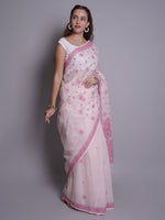 Load image into Gallery viewer, Seva Chikan Hand Embroidered Pink Kota Lucknowi Chikankari Saree- SCL6074