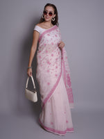 Load image into Gallery viewer, Seva Chikan Hand Embroidered Pink Kota Lucknowi Chikankari Saree- SCL6074