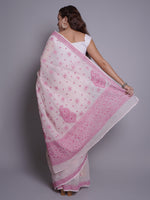 Load image into Gallery viewer, Seva Chikan Hand Embroidered Pink Kota Lucknowi Chikankari Saree- SCL6074