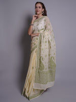 Load image into Gallery viewer, Seva Chikan Hand Embroidered Lemon Kota Lucknowi Chikankari Saree- SCL6073