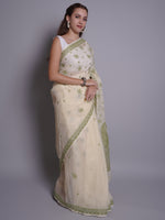Load image into Gallery viewer, Seva Chikan Hand Embroidered Lemon Kota Lucknowi Chikankari Saree- SCL6073