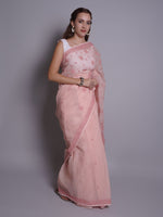 Load image into Gallery viewer, Seva Chikan Hand Embroidered Peach Kota Lucknowi Chikankari Saree- SCL6072