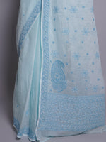 Load image into Gallery viewer, Seva Chikan Hand Embroidered Blue Kota Lucknowi Chikankari Saree- SCL6075