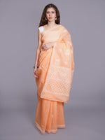 Load image into Gallery viewer, Seva Chikan Hand Embroidered Appricot Peach Georgette Lucknowi Chikankari Saree- SCL6070