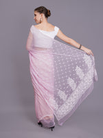 Load image into Gallery viewer, Seva Chikan Hand Embroidered Pink Georgette Lucknowi Chikankari Saree- SCL6069
