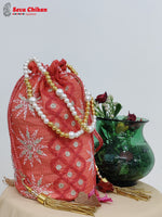 Load image into Gallery viewer, Seva Chikan Hand Embroidered Kota Lucknowi Chikankari Potali With Tasseled Gota Patti Work