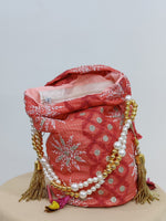 Load image into Gallery viewer, Seva Chikan Hand Embroidered Kota Lucknowi Chikankari Potali With Tasseled Gota Patti Work