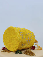 Load image into Gallery viewer, Seva Chikan Hand Embroidered Kota Lucknowi Chikankari Potali With Tasseled Gota Patti Work