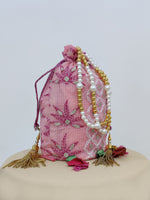 Load image into Gallery viewer, Seva Chikan Hand Embroidered Kota Lucknowi Chikankari Potali With Tasseled Gota Patti Work