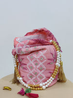 Load image into Gallery viewer, Seva Chikan Hand Embroidered Kota Lucknowi Chikankari Potali With Tasseled Gota Patti Work
