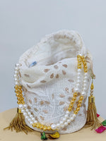 Load image into Gallery viewer, Seva Chikan Hand Embroidered Kota Lucknowi Chikankari Potali With Tasseled Gota Patti Work