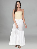 Load image into Gallery viewer, Seva Chikan Hand Embroidered White Cotton Lucknawi Chikankari Garara-SCL11002