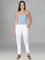 Load image into Gallery viewer, Seva Chikan Hand Embroidered White Cotton Lucknawi Chikankari Pant-SCL11004