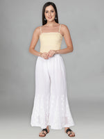 Load image into Gallery viewer, Seva Chikan Hand Embroidered White Georgette Lucknawi Chikankari Palazzo-SCL11010