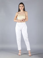 Load image into Gallery viewer, Seva Chikan Hand Embroidered White Lycra Lucknawi Chikankari Pant-SCL11016